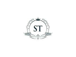 minimaliste lettre st logo icône, monogramme st Royal couronne logo modèle vecteur