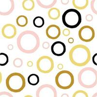mignonne sans couture modèle polka point abstrait ornement décoré Jaune rose, noir main tiré cercles, rond formes vecteur illustration pour fond d'écran, emballage or des points, scintille, brillant points Contexte