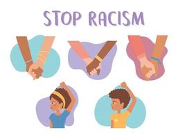 arrêter le racisme afro-américain et la diversité mains ensemble vecteur