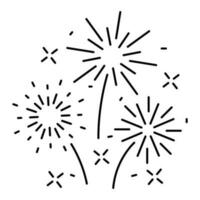 feux d'artifice ligne icône, contour vecteur signe, linéaire pictogramme isolé sur blanche. logo illustration. Nouveau année, Noël et fête carnaval. content Nouveau an.