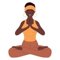 afro femme dans lotus position personnage vecteur