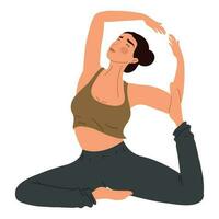 Jeune femme pratiquant yoga personnage vecteur