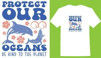protéger notre océans être gentil à le planète T-shirt vecteur