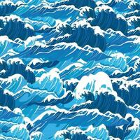 océan vagues sans couture modèle. mer vague bleu arrière-plan, vent orage le surf l'eau main tiré vecteur illustration