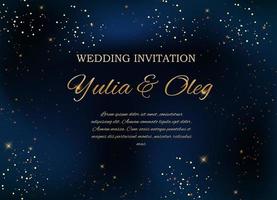 invitation de mariage avec fond de ciel nocturne et étoiles vecteur