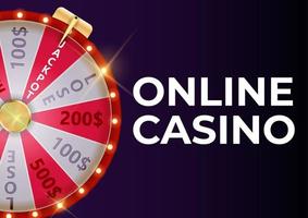 affiche de fond de casino en ligne avec roue de la fortune vecteur