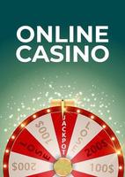 affiche de fond de casino en ligne avec icône chanceux de la roue de la fortune vecteur