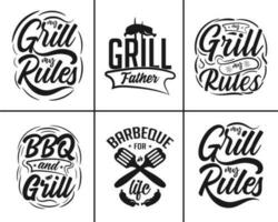 un barbecue grillage vecteur typographie T-shirt paquet conception. un barbecue T-shirt conception