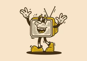 mascotte personnage de analogique télévision avec content visage vecteur