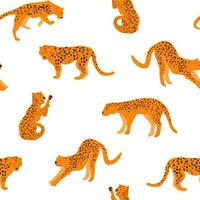 sans couture modèle avec léopards. prédateur chats sur une Naturel tropical imprimer. vecteur graphique.