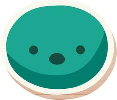autocollant style emoji visage dessin animé dans vert couleur. vecteur