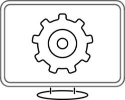 bureau avec roue dentée, réglage signe ou symbole. vecteur