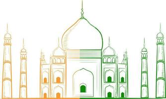 illustration de taj mahal dans drapeau couleurs. vecteur