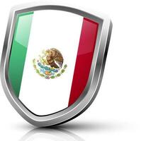 Mexique drapeau avec symbole sur brillant bouclier. vecteur
