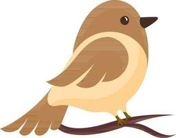 personnage de mignonne oiseau séance sur branche icône dans marron couleur. vecteur