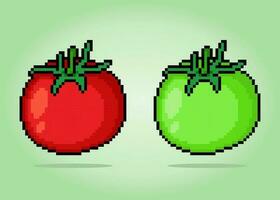 Tomate pixel 8 bits. légumes dans les illustrations vectorielles pour les actifs de jeu et les motifs de point de croix. vecteur