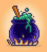 8 bit pixel sorcière potions. médicament pour Jeu les atouts et traverser point motifs dans vecteur illustrations.