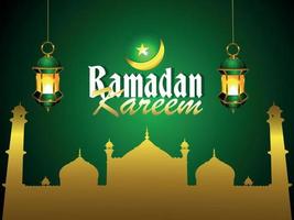 fond de célébration du festival islamique ramadan kareem avec lanterne islamique vecteur