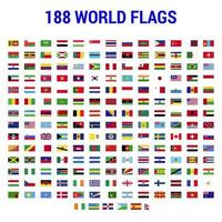 188 monde nationale drapeaux collection plat vecteur