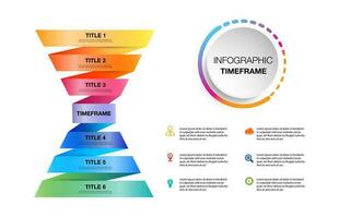 6 étape entonnoir numérique commercialisation cadre , plan, gérer et infographie modèle vecteur