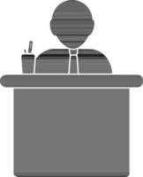 illustration de employé icône asseoir pour entretien dans noir. vecteur