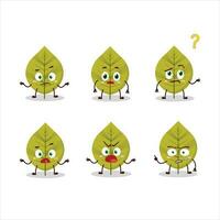 dessin animé personnage de vert feuilles avec quoi expression vecteur