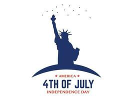 Amérique indépendance journée avec liberté statue plat vecteur