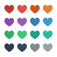 icônes de coeur en moitiés plat ui couleurs vector illustration set