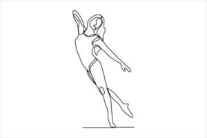 continu ligne dessin de femme dansant ballet illustration vecteur