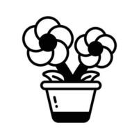 saisir cette œil apaisant vecteur de fleur pot vecteur dans branché style, mis en pot fleurs dans modifiable style
