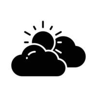 Soleil avec des nuages dénotant concept vecteur de temps dans branché style, prime icône