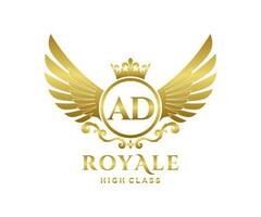 d'or lettre un d modèle logo luxe or lettre avec couronne. monogramme alphabet . magnifique Royal initiales lettre. vecteur