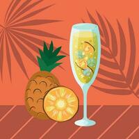 magnifique cocktail avec ananas et la glace vecteur