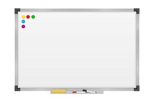 Marqueur magnétique de tableau blanc vide pour les présentations, formation et éducation, illustration vectorielle stock isolé sur fond blanc vecteur