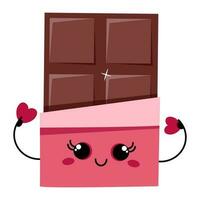 kawaii Lait Chocolat dans rose emballage avec cœurs dans mains vecteur