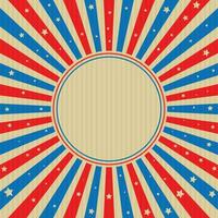 ancien américain Etats-Unis drapeau dans rouge et bleu sunburst Contexte avec étoiles et coloré cercle vecteur
