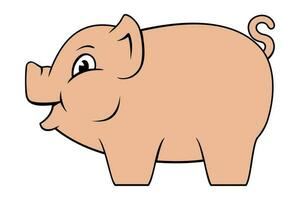 Facile dessin animé cochon. vecteur clipart isolé sur blanche.