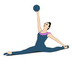 gymnaste avec balle. rythmique gymnastique. vecteur dessin. Balle est le séparé objet.