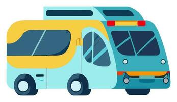 plat style autobus dans turquoise et Jaune couleur. vecteur