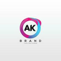 initiale lettre ak logo conception avec coloré style art vecteur