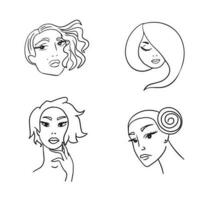 ensemble de magnifique les filles visages logo.beauty dans visages filles.vecteur illustration.dessiné main vecteur