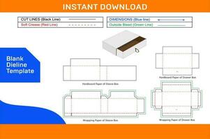 manche tiroir boîte dieline modèle et 3d boîte conception colo changeable et modifiable Vide dieline modèle vecteur