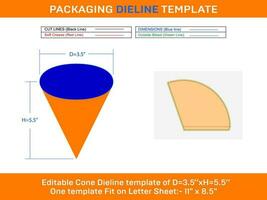 roulé la glace crème cônes petit ré 3.5xh 5.5 pouce dieline modèle vecteur
