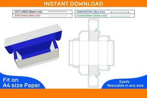 pvc Service alimentaire emballage Plastique film rouleau ou nourriture emballage boîte dieline modèle et 3d rendre fichier boîte dieline et 3d boîte vecteur