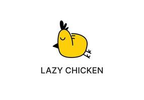 illustration de une peu poulet dans Jaune avec une noir contour. cette main tiré conception est parfait pour une logo, frit poulet restaurant, poulet mascotte ou poulet cultiver. vecteur