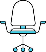 plat style Bureau chaise icône dans turquoise et blanc couleur. vecteur