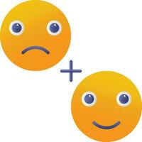 content avec triste emoji visage icône dans Orange et bleu couleur. vecteur