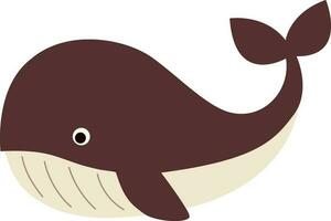 isolé dessin animé baleine poisson icône dans marron couleur. vecteur
