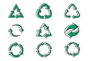 recyclage, icône, ensemble, symbole, illustration vectorielle, conception vecteur