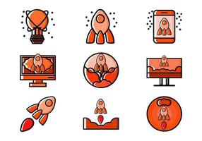 Démarrage lié pixel parfait icon set vector illustration design